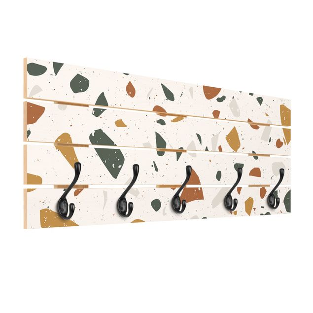 Wandgarderobe Holzpalette - Detailliertes Terrazzo Muster Livorno