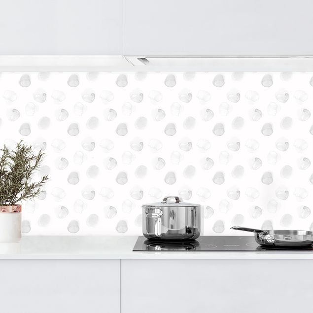 Platte Küchenrückwand Aquarell Punkte Grau I