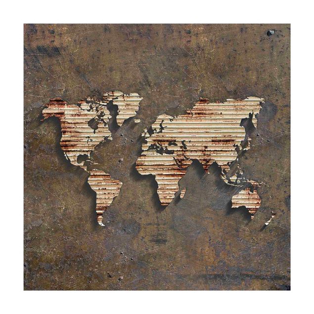 Teppich Weltkarte Rost Weltkarte