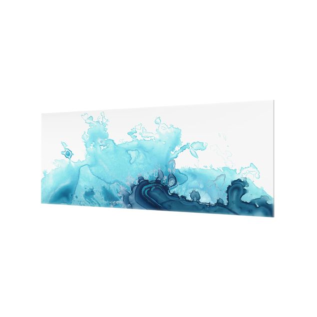 Spritzschutz Natur Welle Aquarell Blau I