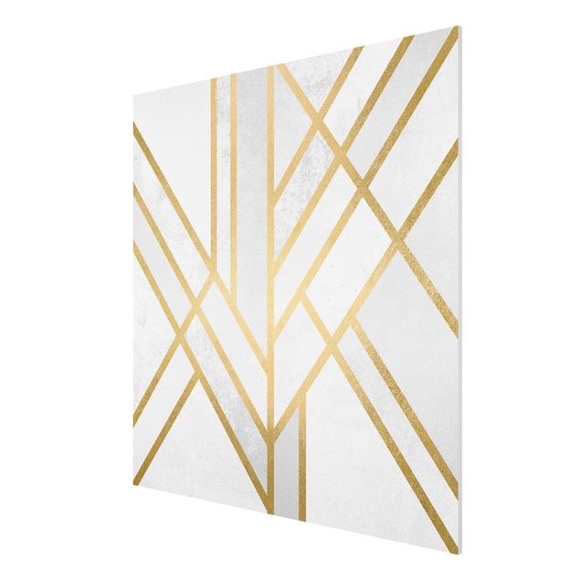 Bilder auf Hartschaumplatte Art Deco Geometrie Weiß Gold