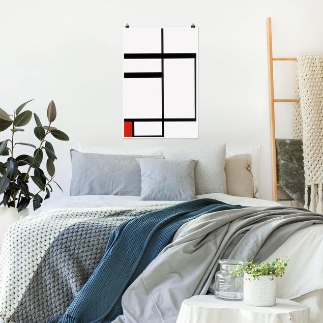 Poster abstrakt Piet Mondrian - Komposition Rot Schwarz Weiß