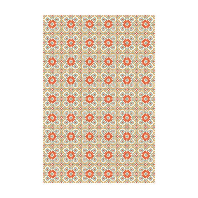 Teppich orange Orientalisches Muster mit bunten Kacheln