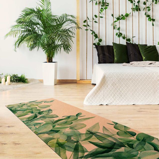 Moderne Teppiche Dickicht Eukalyptusblätter Aquarell