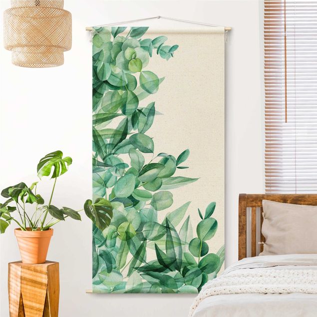 Moderne Wandteppiche Dickicht Eukalyptusblätter Aquarell