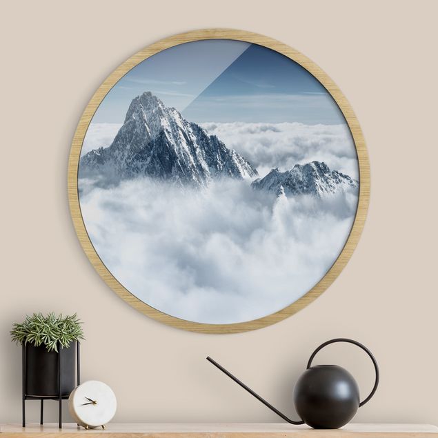 Moderne Bilder mit Rahmen Die Alpen über den Wolken