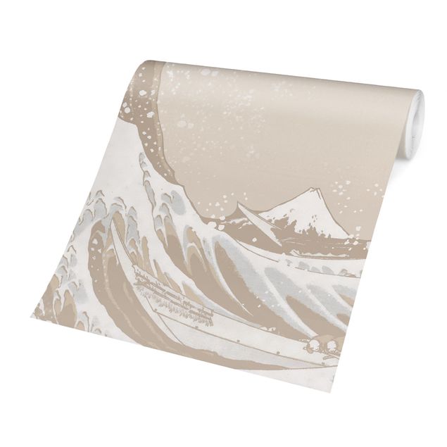 Tapete selbstklebend Die große Welle von Kanagawa Beige