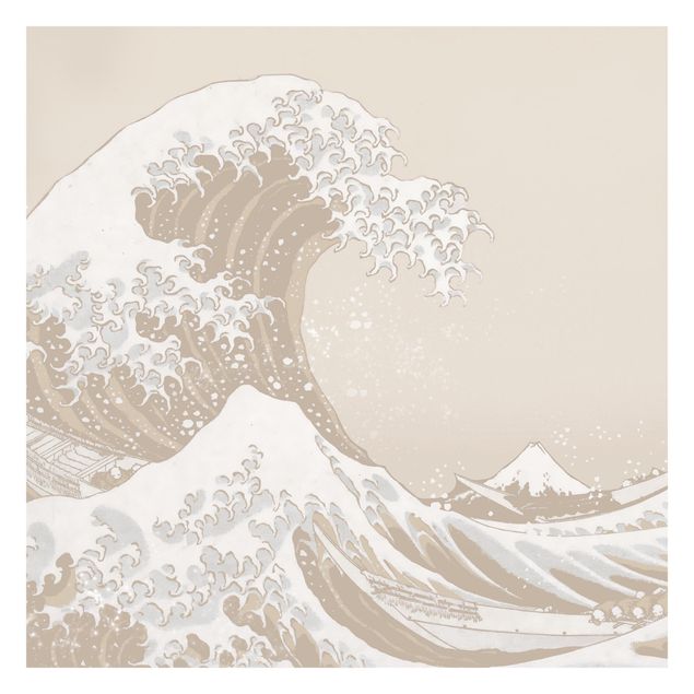 Fototapete - Die große Welle von Kanagawa Beige