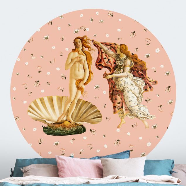 Runde Tapete selbstklebend - Die Venus von Botticelli auf Rosa