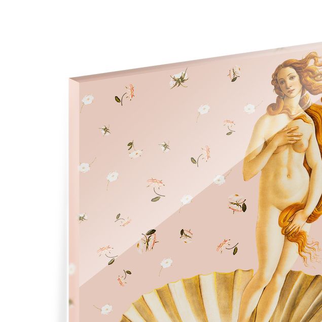 Spritzschutz Glas - Die Venus von Botticelli auf Rosa - Querformat 3:2