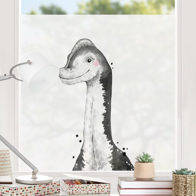 Tier Fensterbilder Dino Zeichnung - Brachiosaurus