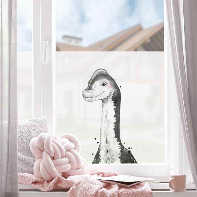 Klebefolie Fenster Dino Zeichnung - Brachiosaurus