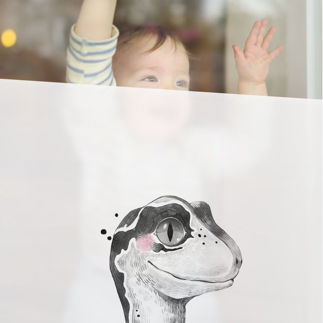 Fensterfolie - Sichtschutz - Dino Zeichnung - Raptor - Fensterbilder