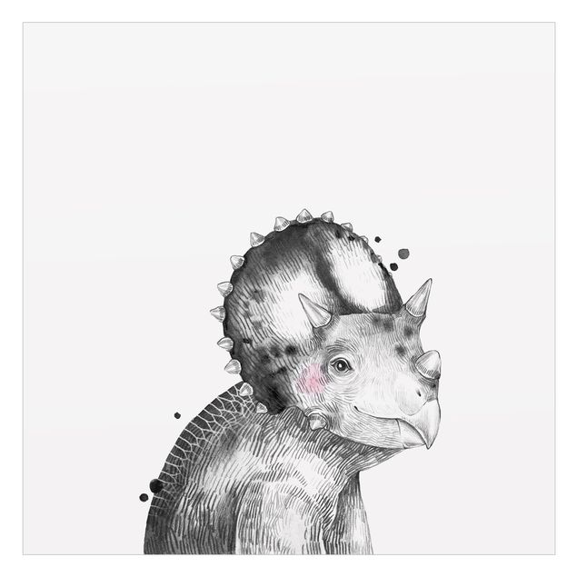 Fensterfolie - Sichtschutz - Dino Zeichnung - Triceratops - Fensterbilder