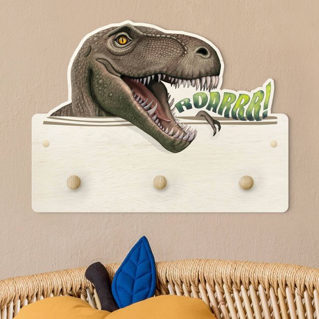 Kindergarderobe Holz - Dinosaurier T - Rex