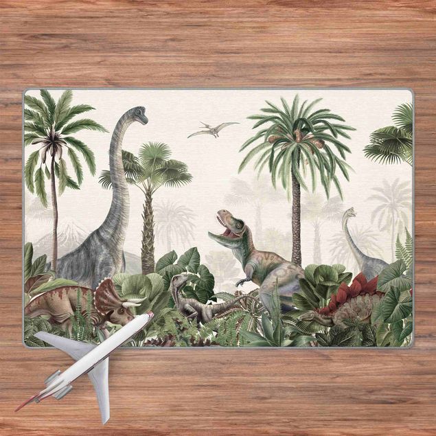 Kinderteppich Tiere Dinosauriergiganten im Dschungel