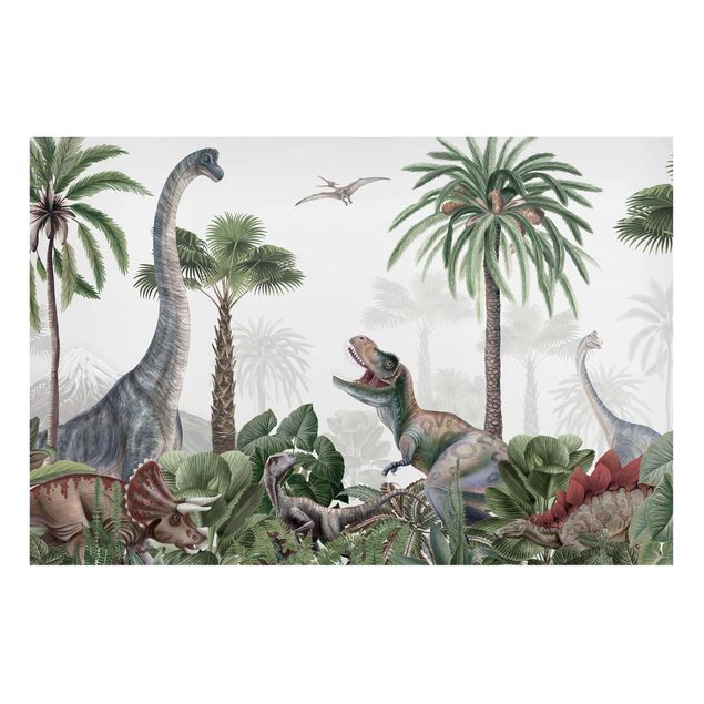 Magnettafel Motiv Dinosauriergiganten im Dschungel