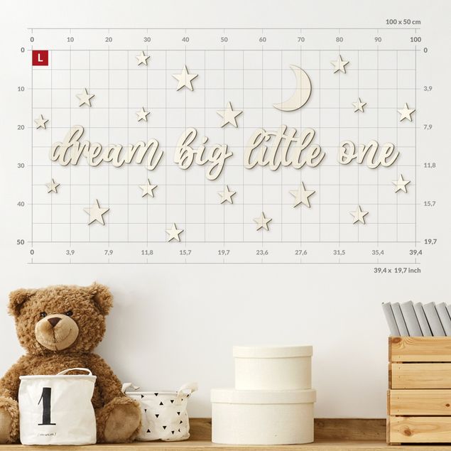 wand deko Dream big little one - Mond & Sterne