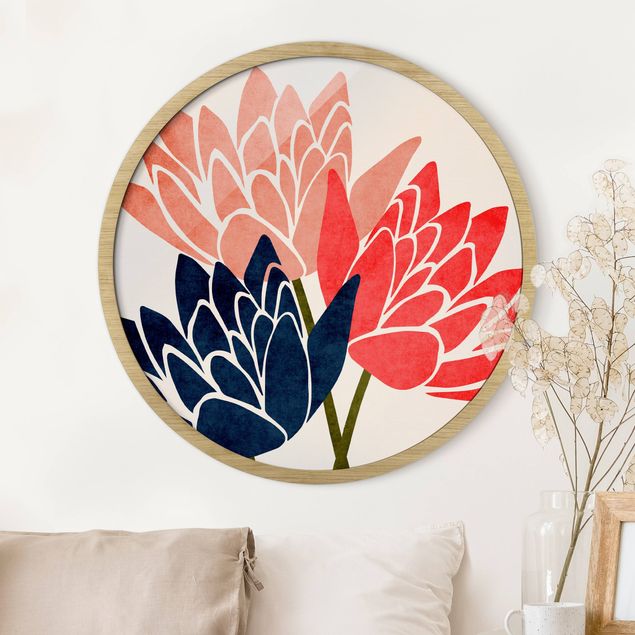 Moderne Bilder mit Rahmen Drei Seerosenblüten