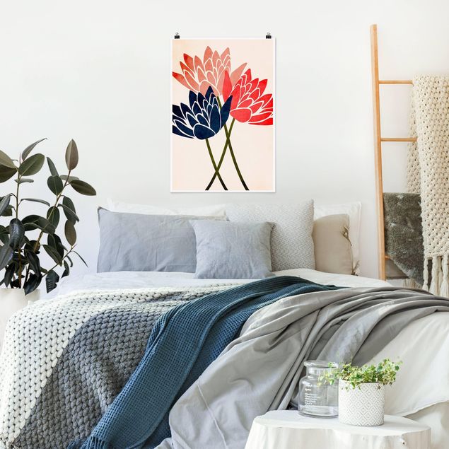 Moderne Poster Drei Seerosenblüten