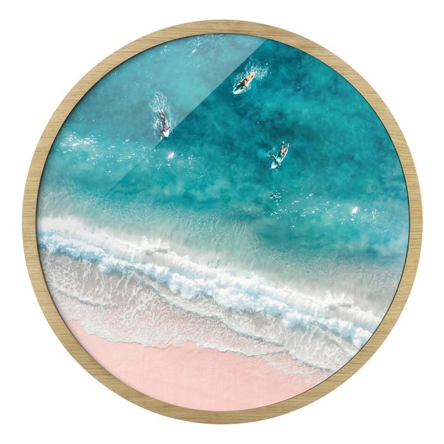 Wandbilder Drei Surfer paddeln zum Ufer