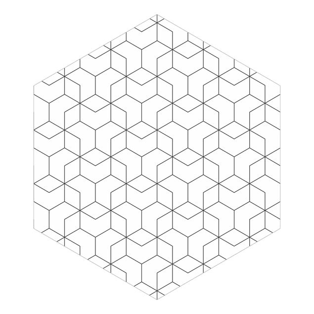 Vliestapete Dreidimensionale Würfel Linienmuster