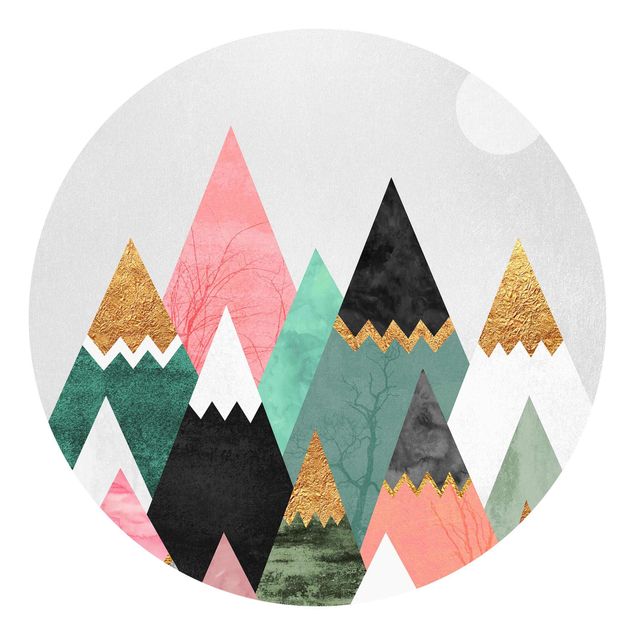 Fototapete abstrakt Dreieckige Berge mit Goldspitzen