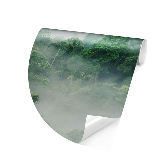 Runde Tapete selbstklebend - Dschungel im Nebel