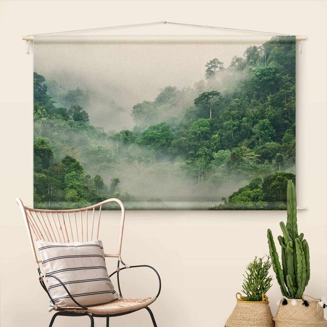 Wandbehang Stoffbild Dschungel im Nebel