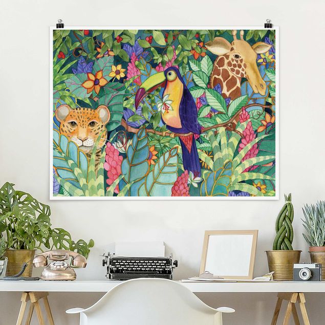 Poster Löwen Dschungel