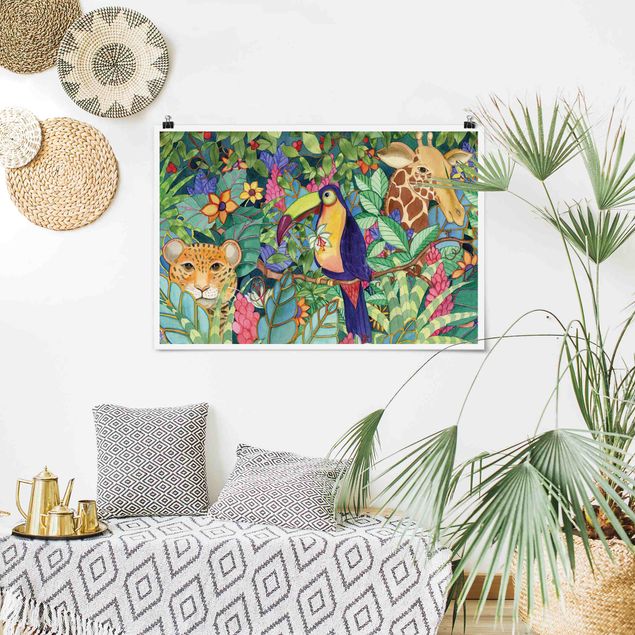 Poster Blumen Dschungel