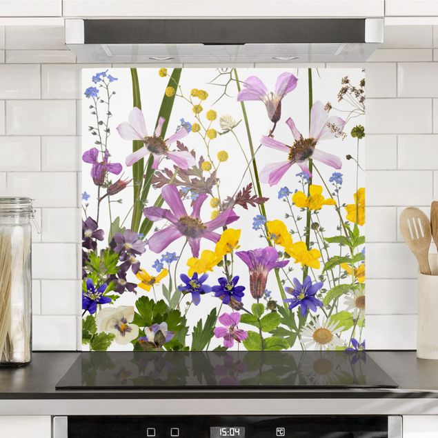 Spritzschutz Glas - Duftende Blumenwiese - Quadrat 1:1