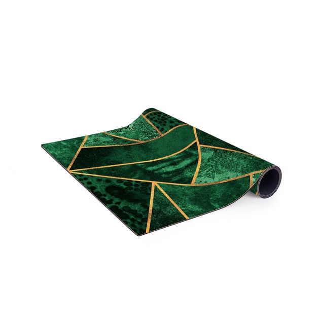 Teppich grün Dunkler Smaragd mit Gold