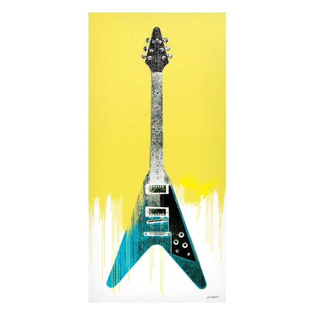 Magnettafel Design E-Gitarre auf Gelb