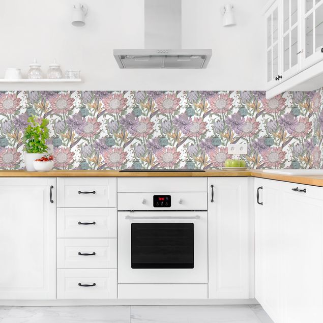 Küchenspiegel Florale Eleganz in Pastell XXL