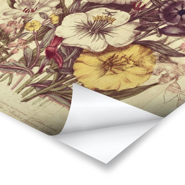Poster - Vintage Letter Blumenstrauss - Hochformat 3:4