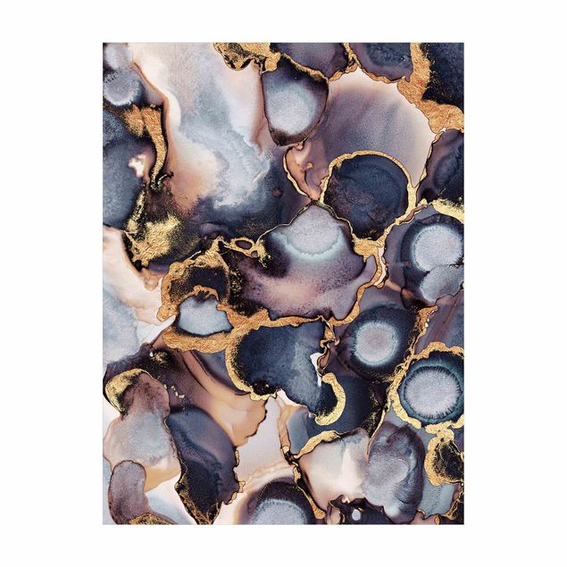 Abstrakte Teppiche Marmor Aquarell mit Gold