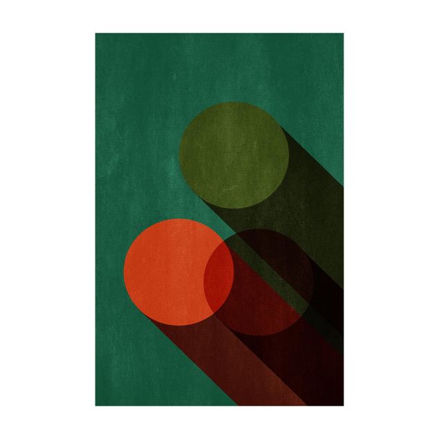 Teppich grün Abstrakte Formen - Kreise in Grün und Rot