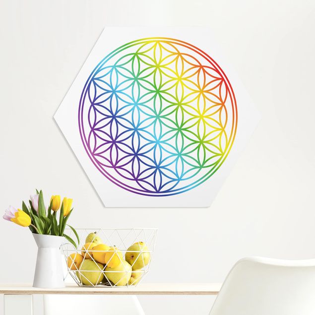 Hexagon-Bilder Blume des Lebens Regenbogenfarbe