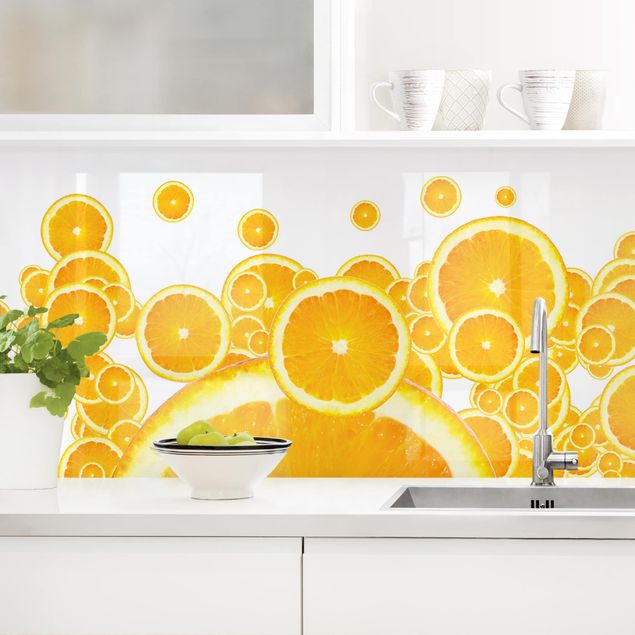 Platte Küchenrückwand Retro Orange Pattern II