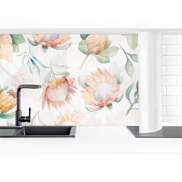Küchenrückwand selbstklebend Aquarell Sonnenblumen