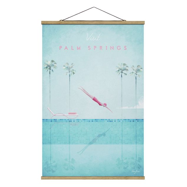 Stoffbild mit Posterleisten - Reiseposter - Palm Springs - Hochformat 2:3
