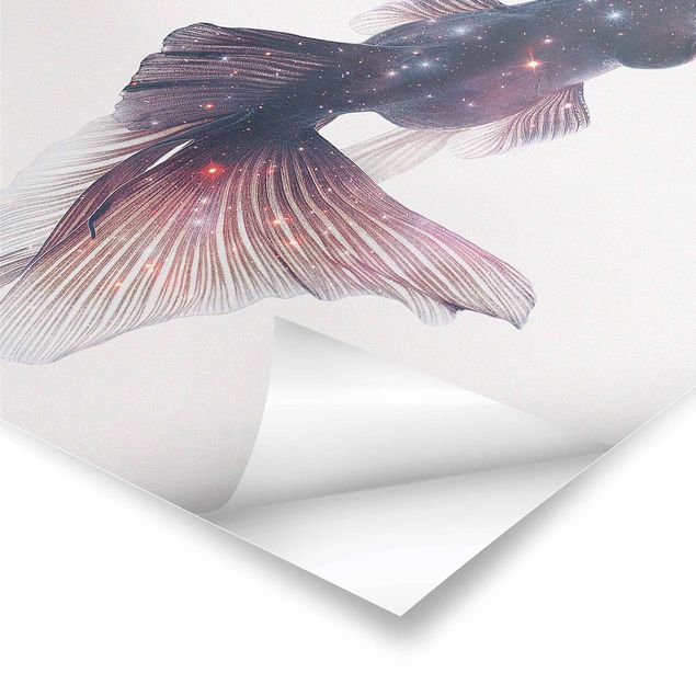 Poster Fisch mit Galaxie