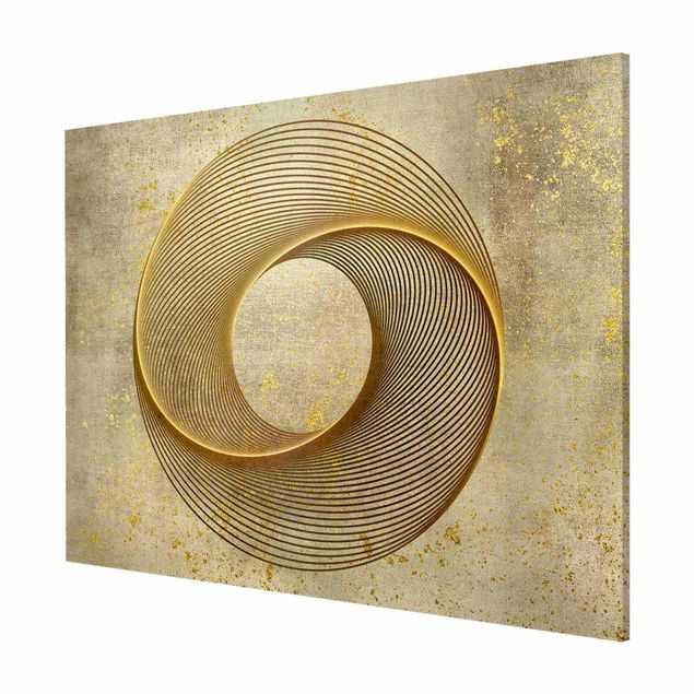 Magnettafel Design Line Art Kreisspirale Gold