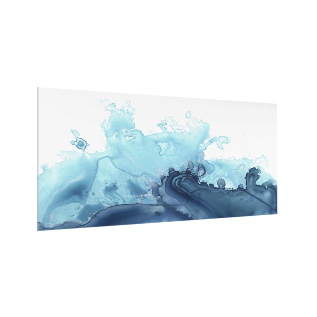 Spritzschutz Abstrakt Welle Aquarell Blau I
