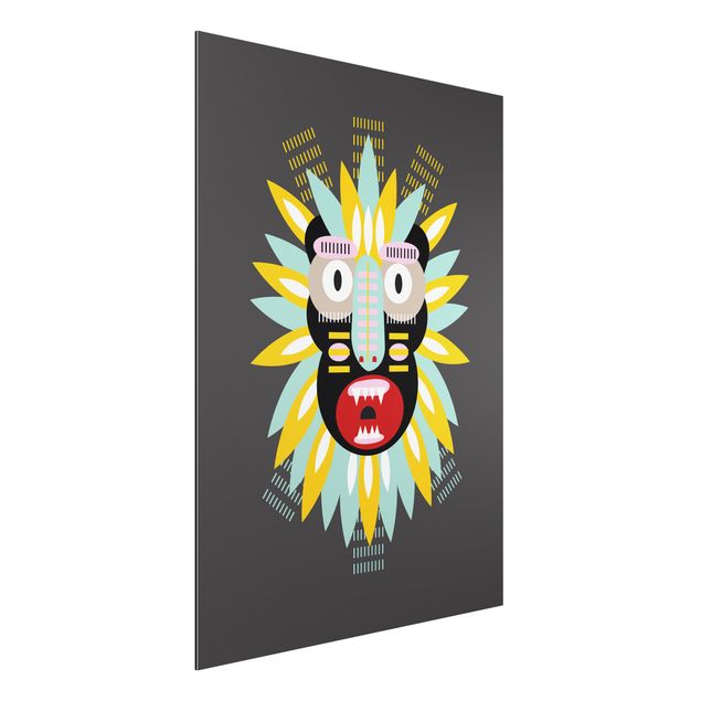 Aluminium Print gebürstet - Collage Ethno Maske - King Kong - Hochformat 4:3