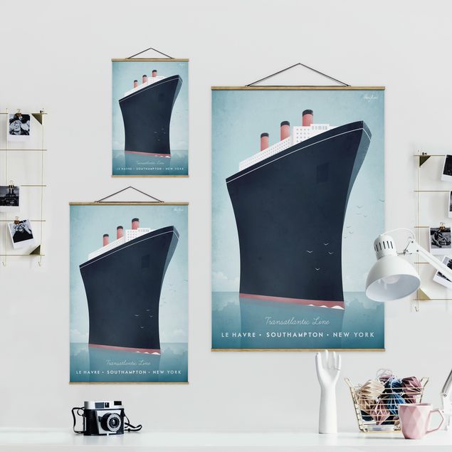 Stoffbild mit Posterleisten - Reiseposter - Kreuzfahrtschiff - Hochformat 2:3