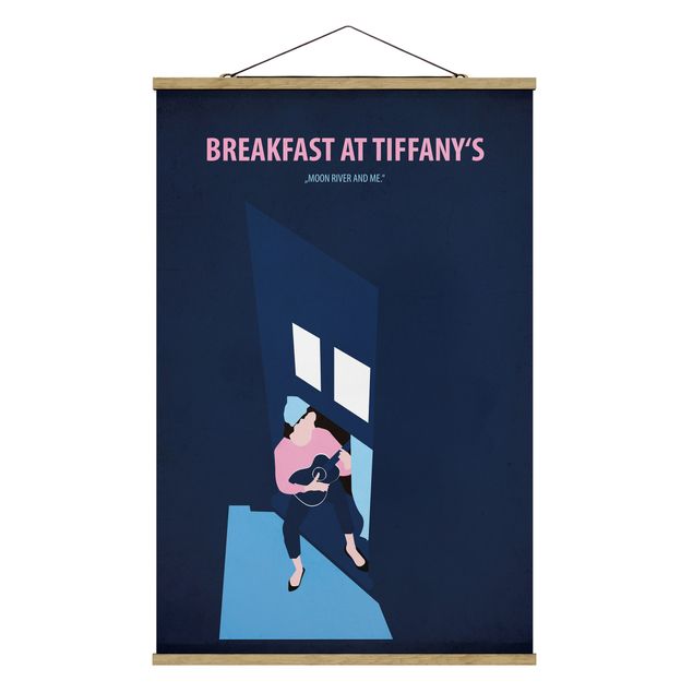 Stoffbild mit Posterleisten - Filmposter Breakfast at Tiffany´s - Hochformat 2:3