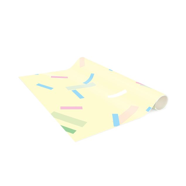 Kinderteppich Buntes Konfetti aus Pastellstreifen