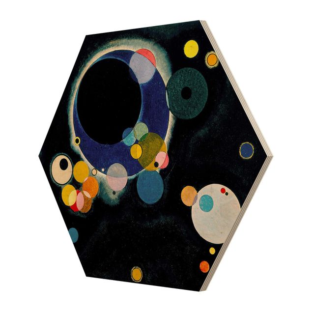 Hexagon Bild Holz - Wassily Kandinsky - Skizze Kreise